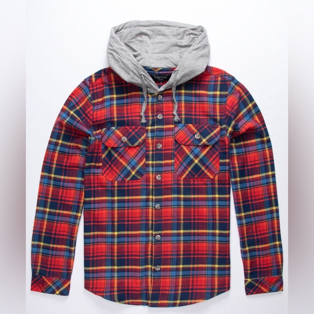 VSTR Scotty Mens Hooded Flannel Shirt - Size Small